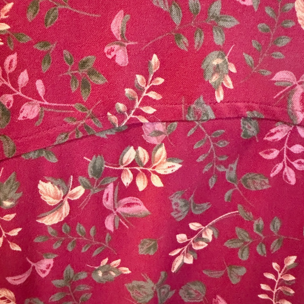 CJ Banks Red Green Print Shirt Size 1X Print Stretch Faux Suede - Picture 5 of 5